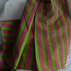 Dust Ruffle Queen Size Cotton Green & Red Stripes